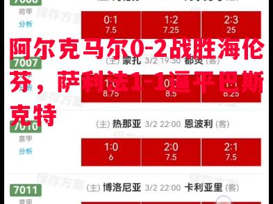 阿尔克马尔0-2战胜海伦芬，萨利法1-1逼平巴斯克特